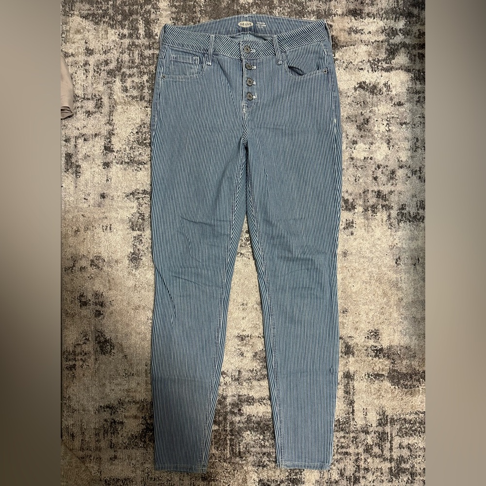 Old Navy High Rise Striped Blue Jeans